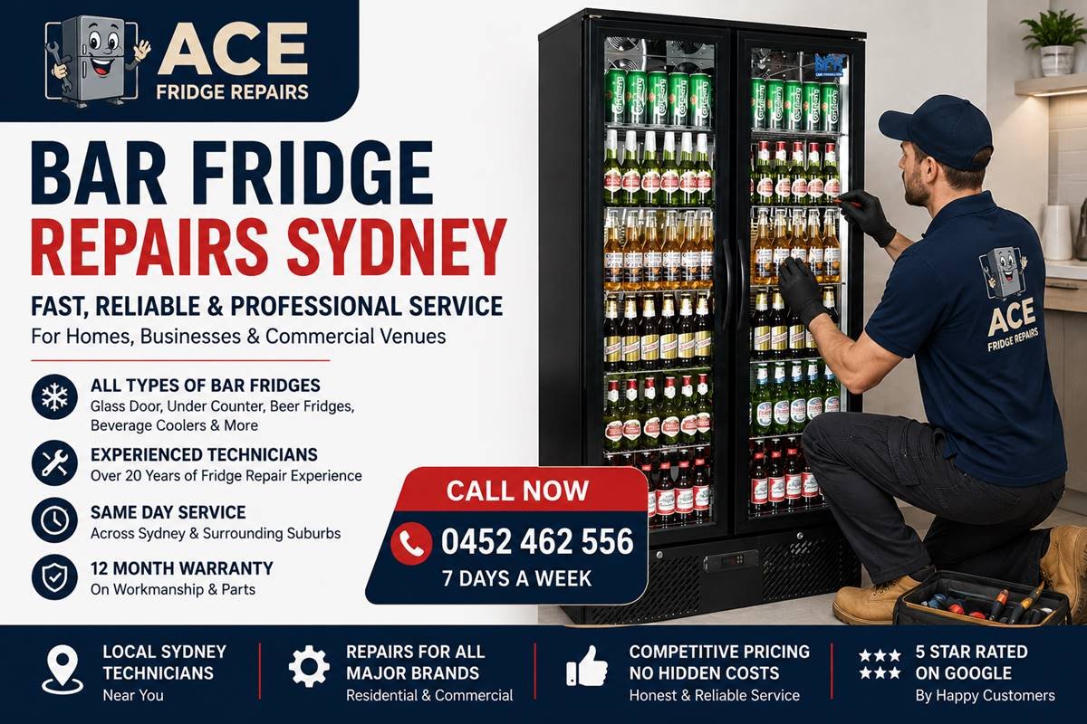Professional bar fridge repairs setup showcasing expert technical servicing across Sydney